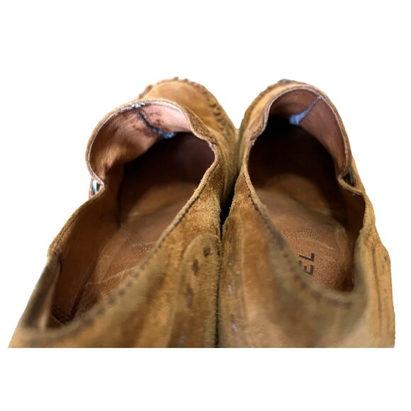 Biviel Brown Leather Wedge Loafers Sz 7 (38 EU) Womens 4" Heel w/ Side Buckle - Picture 10 of 13